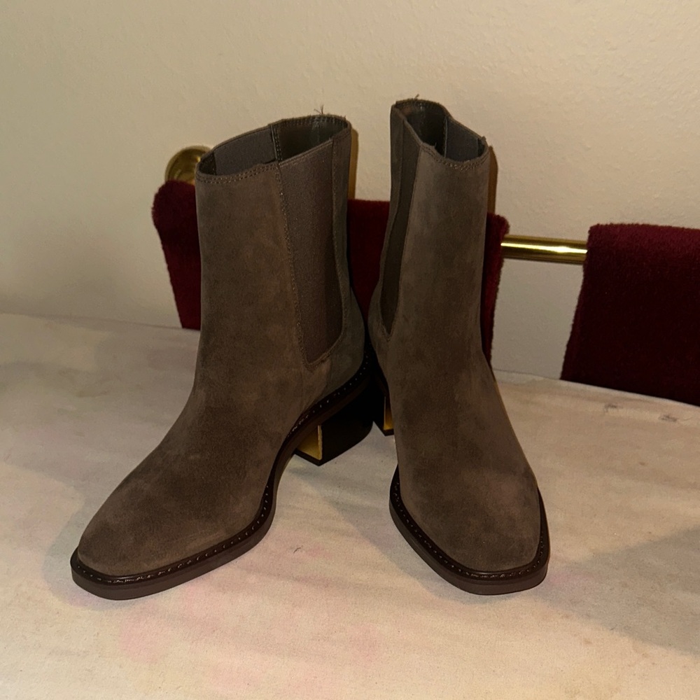 Vince Camuto Taupe Suede Ankle Booties